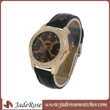 Black Leather Strap Band Fashion Geneva Watch